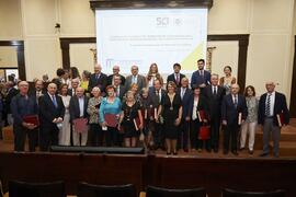 Foto de grupo. Celebración del 50 Aniversario de la Facultad de Medicina de la Universidad de Málaga. Facultad de Medicina. Octubre de 2022