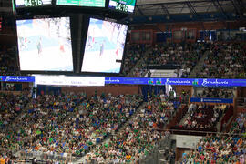 Público asistente al partido homenaje del Unicaja Baloncesto a la Facultad de Económicas en su 50 Aniversario. Palacio de Deportes José María Martín Carpena. Mayo de 2015