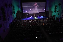 Actuación de Esty Quesada en la de de inauguración de la 33ª edición de Fancine de la Universidad de Málaga. Cine Albéniz. Noviembre de 2023