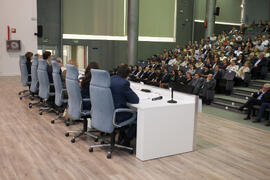 Mesa presidencial. Homenaje en recuerdo del profesor José María Troya. Salón de Actos de la Escuela Técnica Superior de Ingeniería Informática. Octubre de 2016