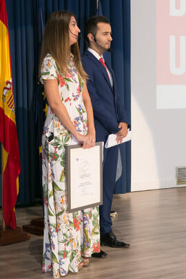 María Guerrero y Guillermo Villalobos presentan la Gala del Deporte Universitario 2017. Escuela Técnica Superior de Ingeniería de Telecomunicaciones. Junio de 2017