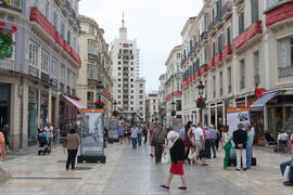 Exposición "Málaga, 50 años de la Facultad de Económicas". Calle Larios. Junio de 2015