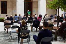Intervención de Mariluz Reguero. Inauguración de la exposición "Eugenio Chicano Siempre". Museo de Málaga. Mayo de 2021