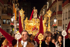 Trono procesional del Cristo Coronado de Espinas de la Hermandad de los Estudiantes. Málaga. Abril de 2014