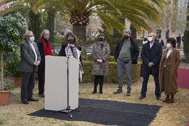 Intervención de Rosario Gutiérrez. Inauguración de la escultura "6+1", de José Ignacio Díaz de Rábago. Facultad de Ciencias de la Educación y Psicología. Campus de Teatinos. Enero de 2022