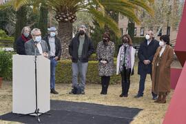 Intervención de José Ángel Narváez. Inauguración de la escultura "6+1", de José Ignacio Díaz de Rábago. Facultad de Ciencias de la Educación y Psicología. Campus de Teatinos. Enero de 2022
