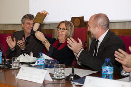 José Francisco Murillo, Adelaida de la Calle y Eugenio José Luque en la inauguración de las IX Jornadas Andaluzas de Enseñanza de Economía. Facultad de Ciencias Económicas y Empresariales. Febrero de 2016