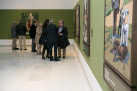 Ambiente en la inauguración de la exposición "Aguatintas por Seguiriyas", de Eugenio Chicano. Palacio Episcopal de Málaga. Enero de 2019