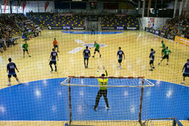 Partido Universidad de Málaga - Universidad de Rzeszow. Categoría masculina. Campeonato Europeo Universitario de Balonmano. Antequera. Julio de 2017