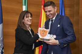 Entrega del Premio del Aula de Economía y Deporte de la Universidad de Málaga a Joaquín Sánchez. Edificio del Rectorado. Febrero de 2024