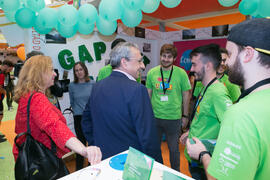 José Ángel Narváez en el estand de Comercio y Gestión. Jornadas de Puertas Abiertas de la Universidad de Málaga. Complejo Polideportivo Universitario. Abril de 2018