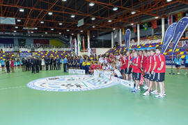 Equipos ganadores. Acto de clausura y entrega de medallas. 14º Campeonato del Mundo Universitario de Fútbol Sala 2014 (FUTSAL). Antequera. Julio de 2014