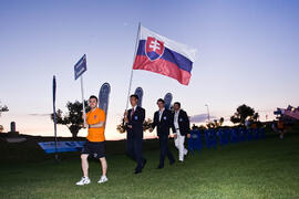 Equipo de Eslovaquia. Inauguración del Campeonato Mundial Universitario de Golf. Antequera Golf. Junio de 2010