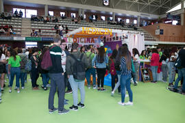 Estand de la Facultad de Medicina. Jornadas de Puertas Abiertas de la Universidad de Málaga. Complejo Polideportivo Universitario. Abril de 2018
