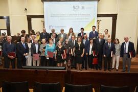 Foto de grupo. Celebración del 50 Aniversario de la Facultad de Medicina de la Universidad de Málaga. Facultad de Medicina. Octubre de 2022