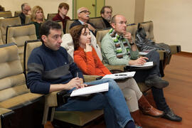 Asistentes. VIII Jornadas Andaluzas de Enseñanza de Economía: ponencia de Emilio Ontiveros Baeza. Facultad de Ciencias Económicas y Empresariales. Málaga. Febrero de 2015