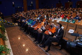 Asistentes a la investidura de Felipe Romera como Doctor "Honoris Causa" por la por la Escuela Técnica Superior de Ingeniería de Telecomunicación de la Universidad de Málaga. Paraninfo. Marzo de 2022