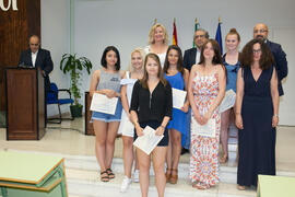 Grupo de alumnos en su graduación del CIE-UMA el Día del Español. Centro Internacional de Español de la Universidad de Málaga. Junio de 2016