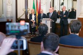 Intervención de Benjamín del Alcázar en la entrega de los II Premios de Investigación de la Cátedra de Estudios Cofrades. Ayuntamiento de Málaga. Marzo de 2018