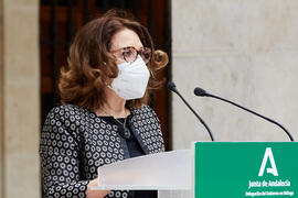 Mariluz Reguero. Inauguración de la exposición "Eugenio Chicano Siempre". Museo de Málaga. Mayo de 2021