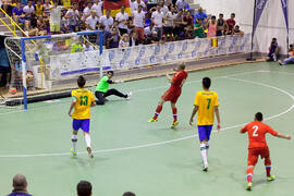 Partido Rusia contra Brasil. 14º Campeonato del Mundo Universitario de Fútbol Sala 2014 (FUTSAL). Antequera. Julio de 2014