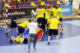Partido Rumanía - España. Categoría masculina. Campeonato del Mundo Universitario de Balonmano. Antequera. Julio de 2016