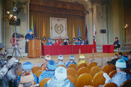 Investidura como Doctor "Honoris Causa" de D. Jacques-Louis Lions por la Universidad de Málaga. Teatro María Cristina. Enero de 1994