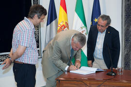 Toma de posesión de Víctor Hernández Jolín como nuevo catedrático de Química Física de la Universidad de Málaga. Edificio del Rectorado.  Julio de 2016