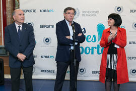 Intervención de Antonio Rengel. Inauguración de la exposición "Málaga en el Objetivo". Complejo Polideportivo Universitario. Mayo de 2019
