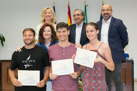 Grupo de alumnos en su graduación del CIE-UMA el Día del Español. Centro Internacional de Español de la Universidad de Málaga. Junio de 2016