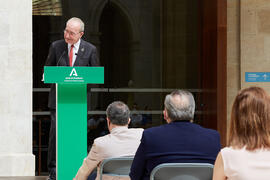 Intervención de Francisco de la Torre. Inauguración de la exposición "Eugenio Chicano Siempre". Museo de Málaga. Mayo de 2021
