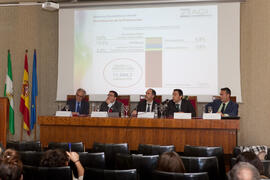 Mesa de trabajo "Palancas de crecimiento: una visión sectorial", durante la jornada del II Día de la Economía Andaluza. Facultad de Ciencias Económicas y Empresariales. Febrero de 2015