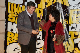 Ernesto Pimentel y Tecla Lumbreras en photocall. Inauguración de la 31ª edición de Fancine de la Universidad de Málaga. Cine Albéniz. Noviembre de 2021