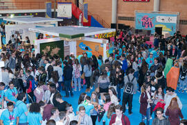 Estands de facultades. Jornadas de Puertas Abiertas de la Universidad de Málaga. Complejo Polideportivo Universitario. Marzo de 2017