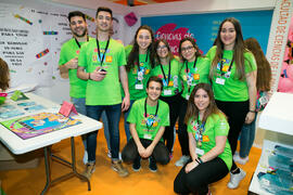 Estand de la Facultad de Ciencias de la Educación. Jornadas de Puertas Abiertas de la Universidad de Málaga. Complejo Polideportivo Universitario. Abril de 2018