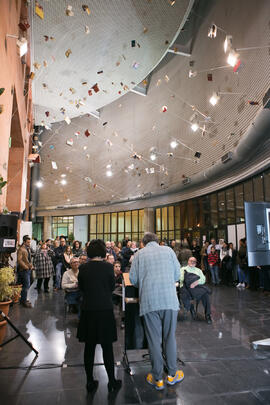 Inauguración de la instalación "Biblioteca de Babel XIII", de José Ignacio Díaz de Rábago. Biblioteca General. Enero de 2018