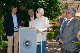 Intervención de Baltasar Cabezudo Artero. Inauguración de la glorieta Botánicos de la UMA. Jardín Botánico de la Universidad de Málaga. Junio de 2018