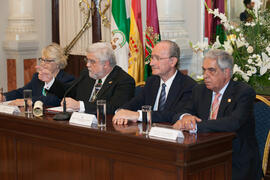 Mesa presidencial. Nombramiento de Eugenio Chicano como miembro de la Real Academia de Bellas Artes de San Telmo. Salón de los Espejos, Ayuntamiento de Málaga. Septiembre de 2016