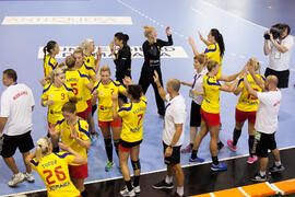 Partido Rumanía - España. Categoría femenina. Campeonato del Mundo Universitario de Balonmano. Antequera. Julio de 2016