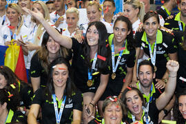Celebración tras la ceremonia de clausura del Campeonato del Mundo Universitario de Balonmano. Antequera. Julio de 2016