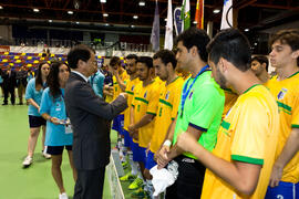 Medalla de plata para Brasil. Acto de clausura y entrega de medallas. 14º Campeonato del Mundo Universitario de Fútbol Sala 2014 (FUTSAL). Antequera. Julio de 2014