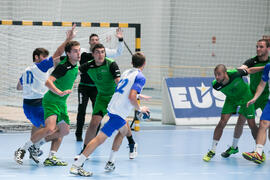Partido Universidad de Oporto - Universidad de Barcelona. Categoría masculina. Campeonato Europeo Universitario de Balonmano. Antequera. Julio de 2017