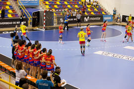 Partido Rumanía - España. Categoría femenina. Campeonato del Mundo Universitario de Balonmano. Antequera. Julio de 2016