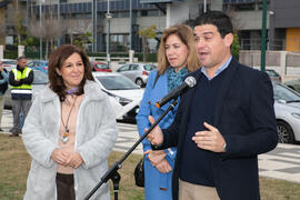 Intervención de Cristóbal Ortega. Inauguración de la "primera arbolada" en la Universidad de Málaga. Escuela Técnica Superior de Ingeniería Industrial. Enero de 2020