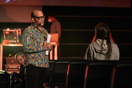 José Corbacho. Ensayo de la gala de inauguración de la 31ª edición de Fancine de la Universidad de Málaga. Cine Albéniz. Noviembre de 2021