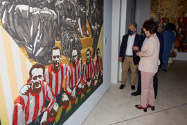Juan Antonio García Galindo y Tecla Lumbreras en la inauguración de la exposición "Eugenio Chicano Siempre". Museo de Málaga. Mayo de 2021