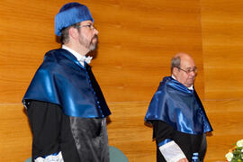 Manuel Marí Beffa y Antonio García Bellido en su investidura como Doctor "Honoris Causa" por la Facultad de Ciencias de la Universidad de Málaga. Rectorado. Marzo de 2015