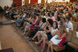 Asistentes. Entrega de premios en el Paraninfo de la Universidad de Málaga. Olimpiada Española de Economía, Fase Nacional. Junio de 2015