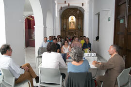 Asistentes a la mesa redonda: "¿Hemos conservado el paisaje de la Axarquía?". Curso "Patrimonio y Turismo Cultural". Cursos de Verano de la Universidad de Málaga. Vélez Málaga. Julio de 2018
