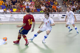 Partido España contra República Checa. 14º Campeonato del Mundo Universitario de Fútbol Sala 2014 (FUTSAL). Antequera. Julio de 2014
